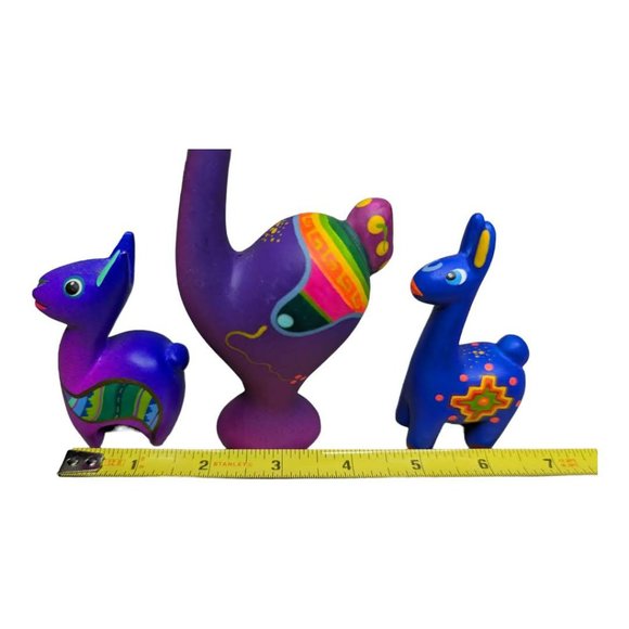 Colorful Bolivia Hand Painted Lightweight Wood Primitive Animals Group of 3 - Picture 5 of 12